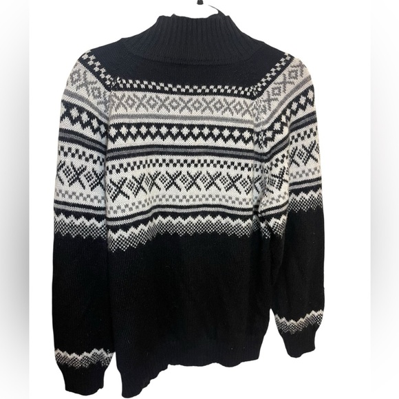 Intialpaca Fair Isle alpaca sweater gray black white large - Picture 2 of 9